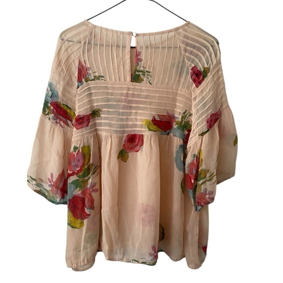One Fine Day Anthropologie Rayon Tea Rose Semi Sheer Blouse I Size: XS - Picture 3 of 9